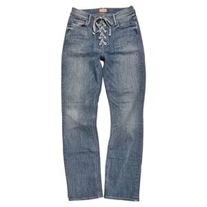 MOTHER The Lace Up Dazzler Ankle Jeans-Tinge. Lace Closure. Light Wash. 27. VEUC